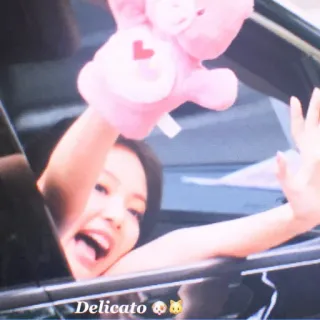 💘 b8cc0a2d Delicato kobieta, różowy miś, szczęśliwy, słodki, okno telegram sticker