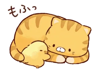 ☺️ 389118bd もふっ кот, утёнок, сонный, милый, животное, мультфильм, мофу whatsapp sticker