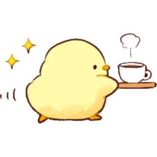 ☕️ 7c810206 anak ayam, burung, lucu, kopi, cangkir, hewan, kuning telegram sticker