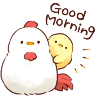 ☀️ af7a2d0e Good Morning ayam, anak ayam, selamat pagi, binatang, imut telegram sticker