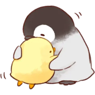 😗 df4d6400 penguin, anak ayam, imut, binatang, teman, kartun telegram sticker