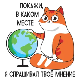 🖕 58322140 ПОКАЖИ, В КАКОМ МЕСТЕ Я СПРАШИВАЛ ТВОЁ МНЕНИЕ gatto, globo, sarcastico, animale telegram sticker