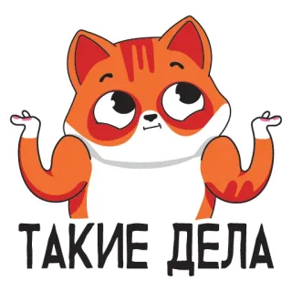 😉 a4ecc57b ТАКИЕ ДЕЛА gatto, alzata di spalle, arancione, cose così, queste cose telegram sticker
