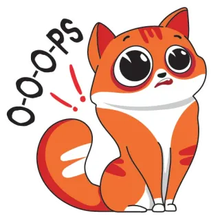 😵 b6b13555 O-O-O-OPS gatto, oops, carino, animale, cartone animato, errore telegram sticker