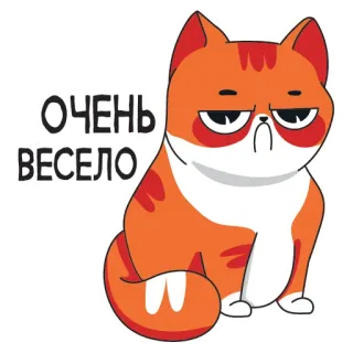 😒 c2ec9377 ОЧЕНЬ ВЕСЕЛО gatto, arancione, cartone animato, animale, umore telegram sticker