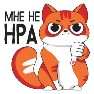 👎 e6490dae МНЕ НЕ НРА gatto, non mi piace, giù, pollice verso, arrabbiato, cartone animato telegram sticker
