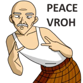 ✌ 91f5e6a0 PEACE 
 VROH znak pokoju, Vroh, mężczyzna, kreskówka, postać, śmieszne telegram sticker
