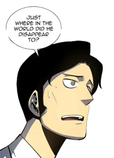 🧐 78a1452a JUST WHERE IN THE WORLD DID HE DISAPPEAR TO? man, bezorgd, vraag, tekstballon, anime, kijkend telegram sticker