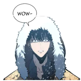 😱 c44c6918 WOW- man, capuchon, sneeuw, verbaasd, wow telegram sticker