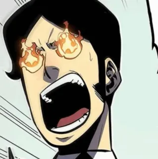 🗝 30cbf0e6 enojado, gritando, ojos llameantes, anime, manga, reacción, intenso, exasperado telegram sticker