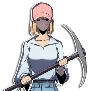 ♾ 1eda81f9 woman, pickaxe, mining, worker, character telegram sticker