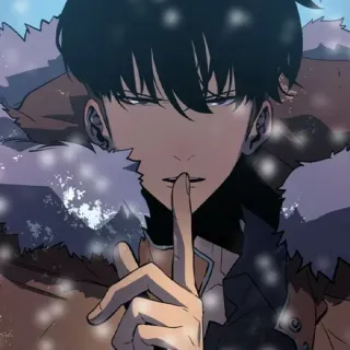 🤫 318cf99f Sung Jinwoo Solo Leveling anime, shhh, manhwa, finger, quiet telegram sticker
