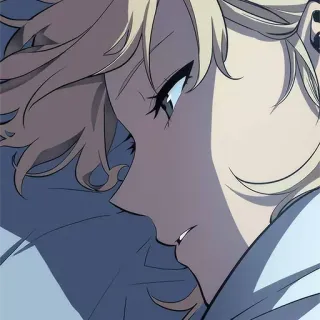 ♾ 8183b6a6 anime, blonde, earrings, sleeping telegram sticker
