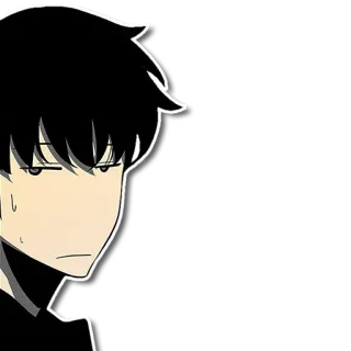 ♾ a7335d76 anime, manga, character, serious, expression, black hair telegram sticker
