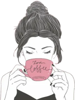 ☕️ 84a18e98 Love Coffee 咖啡, 女人, 爱, 饮料, 杯子, 插画 whatsapp sticker