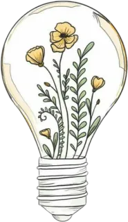 💡 e84c3df0 灯泡, 花, 植物, 黄色, 自然, 绘画, 插画 whatsapp sticker