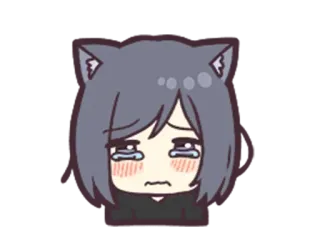 🥺 6ca3ac3c Anime, Katzenohren, Weinend, Traurig, Emotional, Cartoon telegram sticker