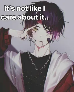 ✌ 76dc91e3 It's not like I care about it.. Anime, Junge, Emo, Attitüde, Teenager, Egal telegram sticker