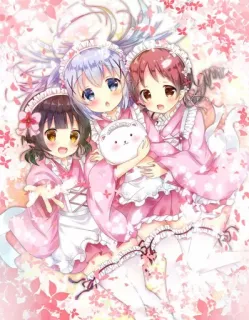 💗 776f434f Anime, süß, Mädchen, kawaii, Freundschaft, Illustration, rosa, Sakura telegram sticker