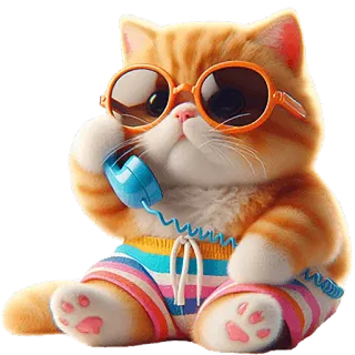 ☎ 3cbb70ff chat, lunettes de soleil, téléphone, dessin animé, mignon, animal, chaton telegram sticker