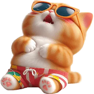 😎 540626fb chat, lunettes de soleil, maillot de bain, mignon, orange, été, plage telegram sticker