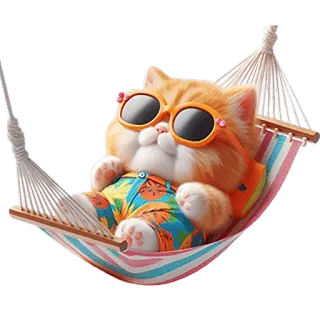 😎 b4167ff1 chat, hamac, lunettes de soleil, été, détente, plage, vacances telegram sticker
