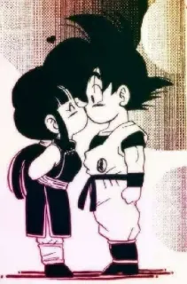 😘 c9241036 Goku Dragon Ball Аниме, Поцелуй, Мультфильм, Драгонболл telegram sticker