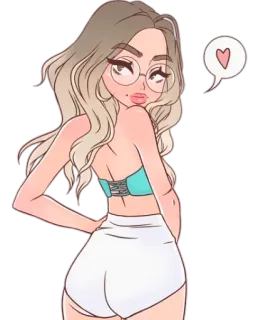 💖 1e84a920 mulher, desenho animado, menina, fofa, coração, shorts whatsapp sticker