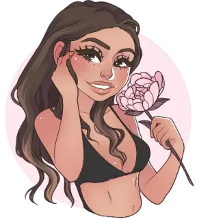 🌹 7d63283e mulher, menina, flor, desenho animado, retrato, beleza, peônia whatsapp sticker