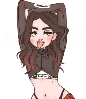 😛 98a8094c babe babe babe mulher, desenho animado, menina, anjo, auréola, asas whatsapp sticker