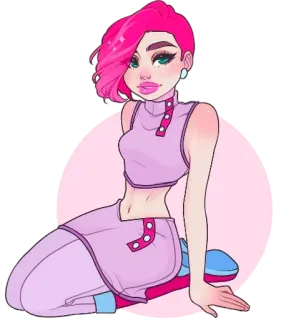 😊 cd0b0ab7 mulher, rosa, personagem, menina, desenho animado, ilustração whatsapp sticker