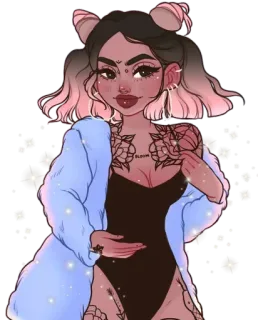 😊 e04affc3 BLOOM mulher, ilustração, arte digital, tatuagem, beleza, moda whatsapp sticker