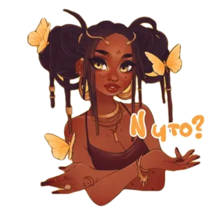 ❓ c430add3 N что? donna, domanda, farfalla, illustrazione, cartone animato, carino whatsapp sticker