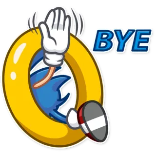 👋 7f3f573c Sonic the Hedgehog BYE Sonic, Ring, Tschüss, Winken, Cartoon telegram sticker