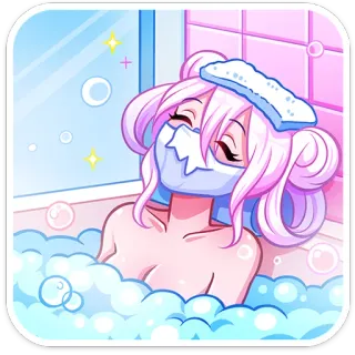 🛀 8b03628b Ragazza anime, Fare il bagno, Bagno di schiuma, Carina, Capelli rosa, Rilassante telegram sticker