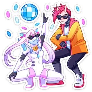👯‍♀️ dd4e5226 anime, ballo, personaggi, festa, discoteca telegram sticker