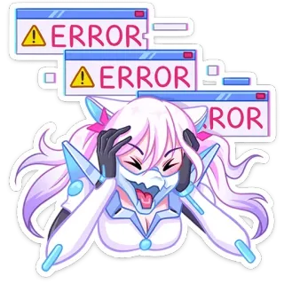 🤯 3b55d154 ERROR erreur, anime, cyberpunk, fille chat, manga, inquiet/inquiète, confus/confuse whatsapp sticker