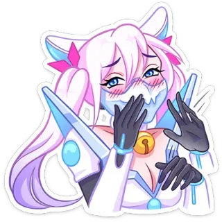 🤭 4e2d7084 Anime, Fille, Nekomimi, Cyborg, Futuriste, Rouge, Kawaii whatsapp sticker
