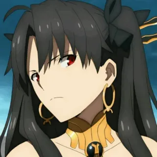 😒 5d619424 Ishtar Anime, Karakter, Wanita, Ishtar, Rambut hitam, Mata merah whatsapp sticker