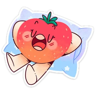 🍓 2436c546 fraise, kawaii, sommeil, mignon, dessin animé, fruit, oreiller telegram sticker