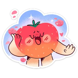 🍓 87c8ceac tomate, mignon, kawaii, dessin animé, emoji, nourriture, fruit, joyeux telegram sticker