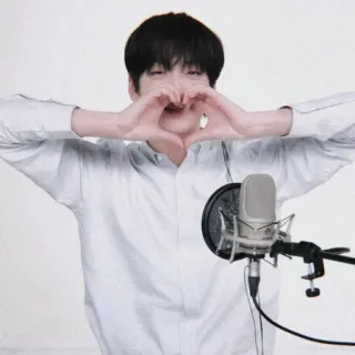 🎐 3cfde629 Person, Mann, Herz, Hände, Mikrofon, Porträt whatsapp sticker