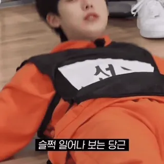 😐 6a414c20 슬슬적 일어나 보는 당근 người, áo cam, Hàn Quốc, cà rốt whatsapp sticker