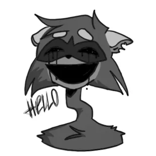 👾 d5f0fdba HELLO 卡通, 恐怖, 绘画, 怪物, 黑白, 你好 telegram sticker