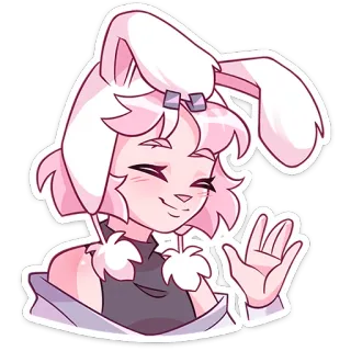 👋 7c3b43ed kelinci, anime, kawaii, imut, melambai, kartun telegram sticker