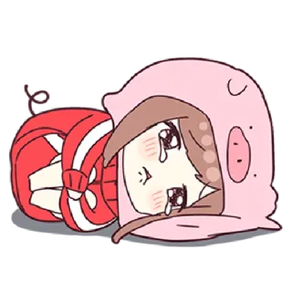 😢 6cdc5797 만화, 돼지, 슬픈, 우는, 애니메이션, 소녀, 귀여운 telegram sticker