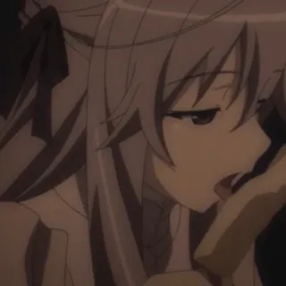 🍴 f06de30d anime, ragazza, capelli grigi, mangiare telegram sticker