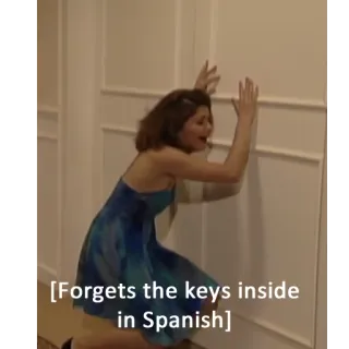 🗝 c7654a54 [Forgets the keys inside in Spanish] keys, forgetful, frustration, dress, spanish telegram sticker