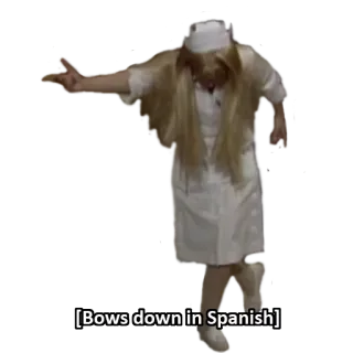 ๐ e3694904 Bows down in Spanish bowing, spanish, nurse, costume, woman telegram sticker