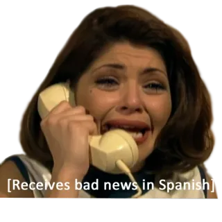 ๐ญ fa34c032 Receives bad news in Spanish sad, crying, woman, phone, spanish telegram sticker